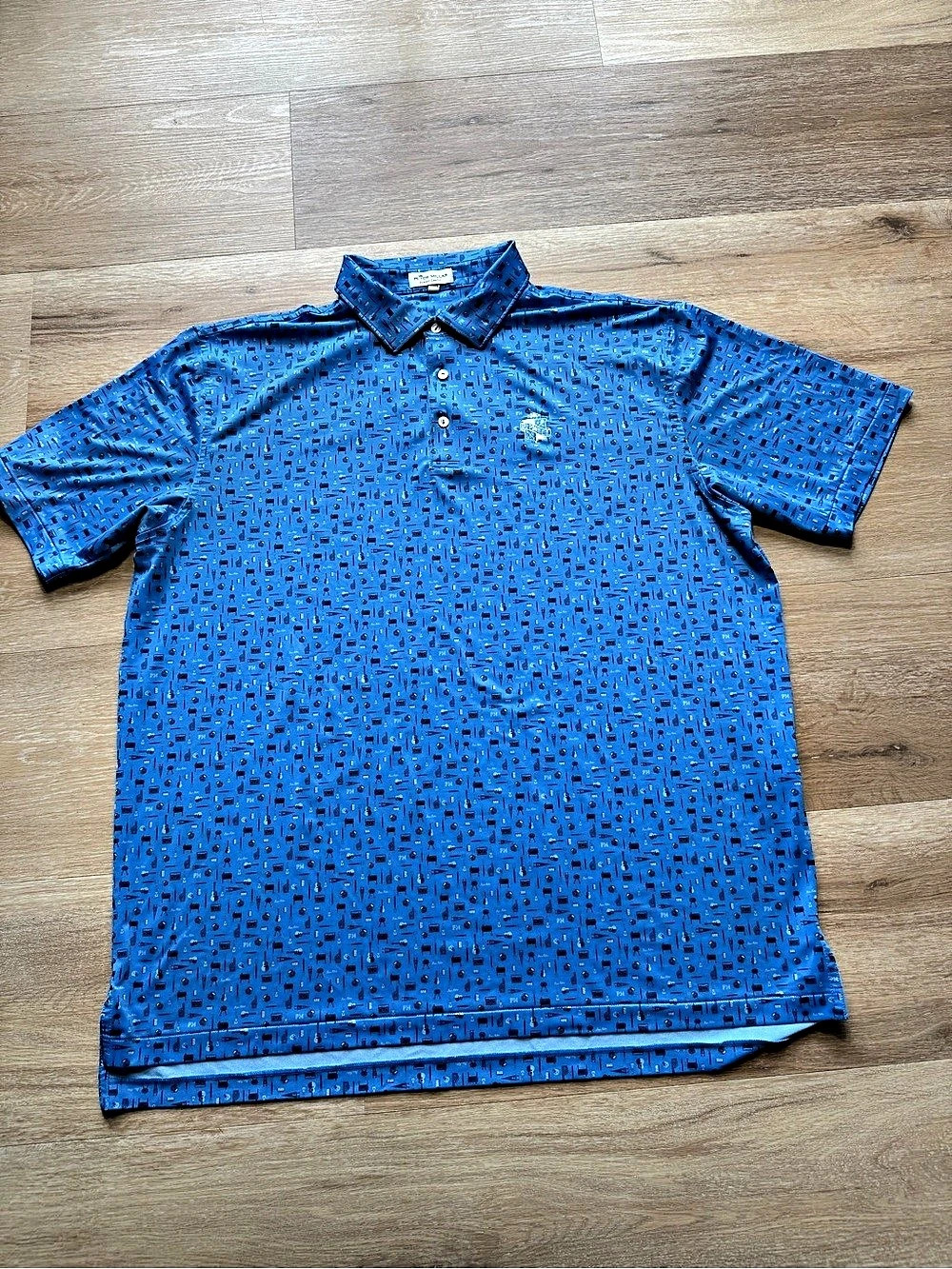 Peter Millar Summer Comfort DuPont CC Custom Print Polo Blue XL
